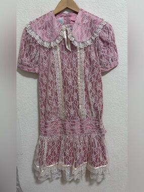 Vintage Gunne Sax Jessica McClintock lace girls dress